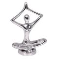 Wohnling Statue LADY Dekofigur Design Esstisch-Dekoration Frau Wohnzimmer Yoga Wohnung Alu Aluminium Zierfigur Designdekoration meditierend stilvoll Aluminiumfigur elegant glänzend silber