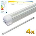 LEDVero 4x SMD LED Röhre 150 cm inklusive Fassung in warmweiss - Leuchtstoffröhre T8 G13 Tube transparente Abdeckung - Lichtleiste mit 25 W, 2500lm- montagefertig