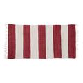 Relaxdays Flickenteppich gestreift 70 x 140 cm mit Fransen aus 100 % Baumwolle, Fleckerlteppich, Weiß-Rot