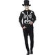 Day of the Dead Se?or Skeleton Costume, Black, with Jacket, Mock Shirt, Attached Tie, Hat & Full Overhead Two Part Foam Latex Mask, (L)