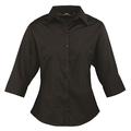 Premier Workwear Damen Ladies Poplin Blouse 3/4 Sleeved Bluse, Schwarz (Black), 42 (Herstellergröße: 14)