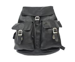 Piel 9726 Large Buckle Flap Backpack - Black