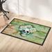 East Urban Home Skull w/ Flowers Indoor/Outdoor 36 in. x 24 in. Non-Slip Outdoor Door Mat Synthetics | Rectangle 1'6" x 2'3" | Wayfair