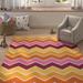 132 x 96 x 0.25 in Rug - Harriet Bee Queener Chevron Handwoven Wool Orange/Pink/Yellow Area Rug | 132 H x 96 W x 0.25 D in | Wayfair