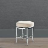 Bailey Swivel Vanity Stool - Brushed Nickel, Brushed Nickel with Bone Faux Leather - Frontgate