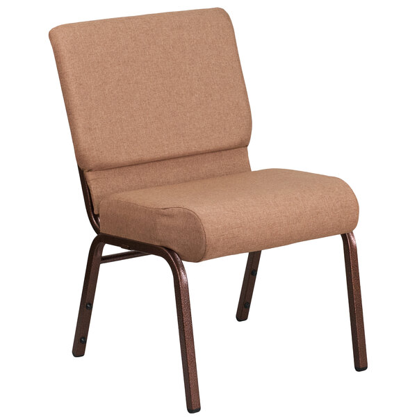 Flash Furniture FD-CH0221-4-CV-BN-GG Hercules Series Caramel 21" Church Chair with Copper Vein Frame