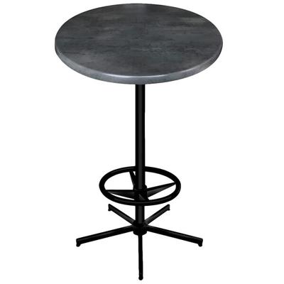 Holland Bar Stool OD21642BWOD36RBlkStl 36" Round Black Steel Laminate Outdoor / Indoor Bar Height Table with Foot Rest Base