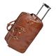 Real Leather Holdall on Wheels Overnight Weekend Duffle Gym Trolley Bag HLG766 Cognac