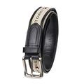 Tommy Hilfiger Men's Ribbon Inlay Belt (standard & Big and Tall Sizes), Black/Natural, Medium