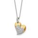 925 Sterling Silver Polished Spring Ring Accent gold Plating CZ Cubic Zirconia Simulated Diamond Love Heart Necklace 46 Centimeters Jewelry Gifts for Women
