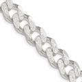 925 Sterling Silver Solid Polished 10.5mm Pave Curb Chain Necklace Lobster Claw Jewelry Gifts for Women - 51 Centimeters