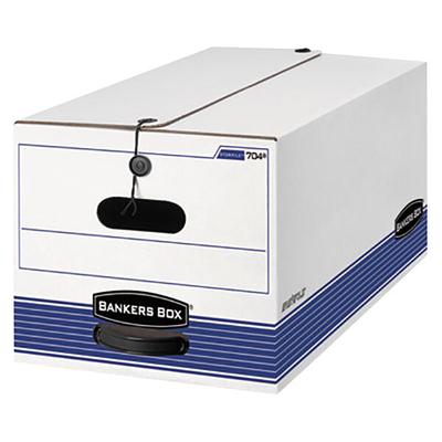 Fellowes 0070403 STOR/FILE 12 1/4" x 24 1/8" x 10 3/4" White String and Button Closure File Storage Box with Plastic Handle - Letter - 4/Case
