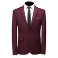 MOGU Mens Jacket with Single Button Lapel Blazer for Men Slim Fit Casual Size 38 (Label Asian Size 3XL) Wine Red