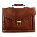 Time Resistance Full Grain Leather Briefcase Hand-Crafted Business Attache Shoulder Bag For Men Holds Laptop up to 15 Inch Dark Brown
