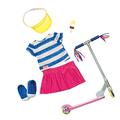 Our Generation – 46 cm Puppenkleidung – Sportliches Outfit – Scooter Zubehör – Oberteil & Rock – Spielzeug für Kinder ab 3 Jahren – Summer Girl