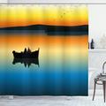 East Urban Home Buddies on Tranquil Still Lake at Epic Sunset Fish Male Friends Home Decor Shower Curtain Set Polyester | 70 H x 69 W in | Wayfair