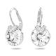 Swarovski Bella V drop earrings, Round cut, White, Rhodium plated