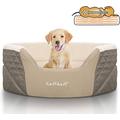 Knuffelwuff 13984-001 Orthopädisches Hundebett, Hundekissen, Hundesofa, HundekorbLena mit hohem Schaumstoffrand, 70 x 50 cm, braun/beige