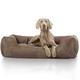 Knuffelwuff 13987-003 Velour Hundebett, Hundekissen, Hundesofa, Hundekorb, im Lederdesign, Tamino, 120 x 85 cm, XXL, braun