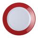 Olympia Kristallon Gala Colour Rim Melamine Dinner Plates Set 260 mm / 10.25 inch (Pack of 6), Red & White - Ideal for Use in Hospitals, Schools & Care Nursing Homes - Dishwasher Safe, DE602