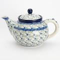 Polish Pottery 1.2 Litre Large 6 Cup Teapot - Forget-Me-Not