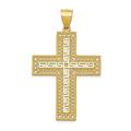 14ct Yellow Gold Satin Polished Open back Greek Filigree Religious Faith Cross Pendant Necklace Measures 27.4x45.3mm Jewelry Gifts for Women