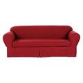 Darby Home Co Box Cushion Loveseat Slipcover Denim, Cotton in Red/Brown | 60 H x 72 W in | Wayfair DBHC6084 27619575