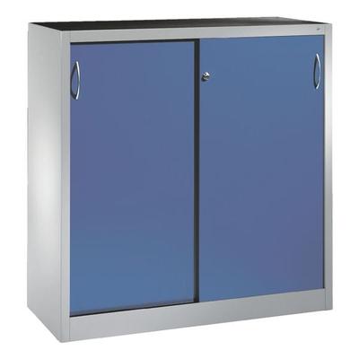 CP Stahlschrank mit Schiebetüren 120 x 120 cm blau, 120x120x40 cm