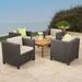 Wade Logan® Arville 5 Piece Seating Group w/ Cushions Wood/Natural Hardwoods in Brown/White | Outdoor Furniture | Wayfair WDLN1891 40802423