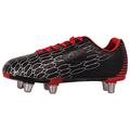 Optimum Senior Viper Razor Rugby Boots - Sturdy Material, Moulded Studs, Easy Fasten Lace-Up Rugby Boots - Lightweight, Flexible and Comfortable Fit Mesh Lining Boots - Black/Silver/Red, Size 9