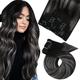 Clip in Hair Extensions Clip in Human Hair Balayage Black and Silver Human Hair Extensions Clip in 20 Inch 7 Pieces/120g #1B/Silver/1B