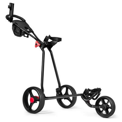 Costway 3 Wheel Durable Foldable Steel Golf Cart with Mesh Bag