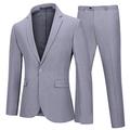 Mens Suits 2 Piece Slim Fit Suit Classic 1 Button Business Wedding Tuxedo Blazer and Trousers Light Grey