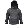 Gheri Plain Natural Woolen Winter Kangaroo Pouch Zip Handmade Hoodie Jacket Charcoal Large