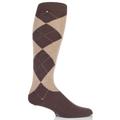 Mens 1 Pair Pringle of Scotland 80% Cashmere Argyle Pattern Knee High Socks - Brown 7-11