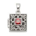 925 Sterling Silver Solid Polished back Garnet Photo Locket Pendant Necklace Measures 23.2x16.9mm Wide Jewelry Gifts for Women