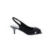 J. Renee Heels: Pumps Kitten Heel Cocktail Party Black Print Shoes - Women's Size 7 - Peep Toe