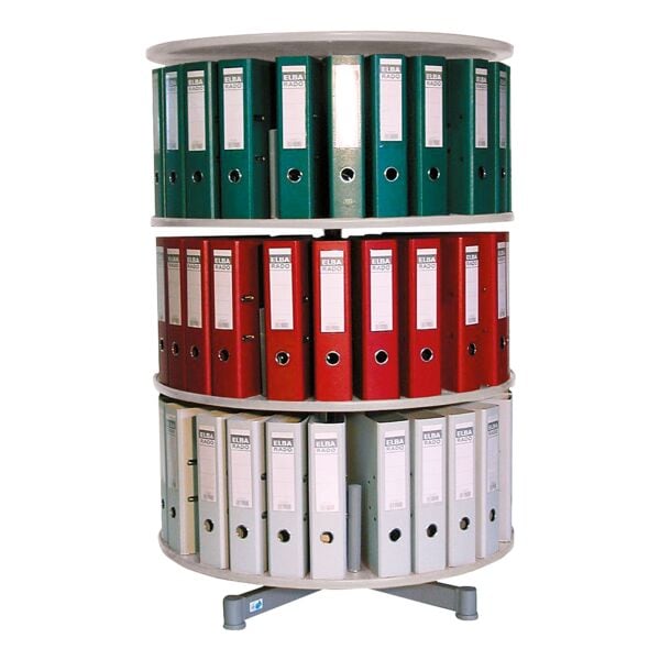 reef Ordnerdrehsäule für 72 Ordner 3 Etagen einzeln drehbar grau, 123 cm