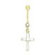 14ct Yellow Gold CZ Cubic Zirconia Simulated Diamond 14 Gauge Religious Faith Cross Body Jewelry Belly Ring Measures 38x12mm Jewelry Gifts for Women