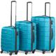 VonHaus Suitcase Set, Teal 3pc Lightweight Wheeled Luggage, ABS Plastic Carry On or Check in Travel Case, Durable Hard Shell w/ 4 Spinner Wheels, Built in Lock & Handle, Small/Medium/Large Holdall
