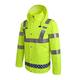 Hi Viz Bomber Jacket Two Tone Reflective Tape Waterproof Quilted Work Jacket Coat High Vis Safety Workwear Security Road Works Concealed Hood Fluorescent Flashing EN471 (L)