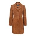 Smart Range Trench 3457 Ladies Classic Knee-Length Designer Real Suede Leather Jacket Coat (20, Tan Suede)