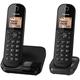 Panasonic KX-TGC41 Digital Cordless Phone with Nuisance Call Blocker, speakerphone and call waiting - Black (Pack of 2)