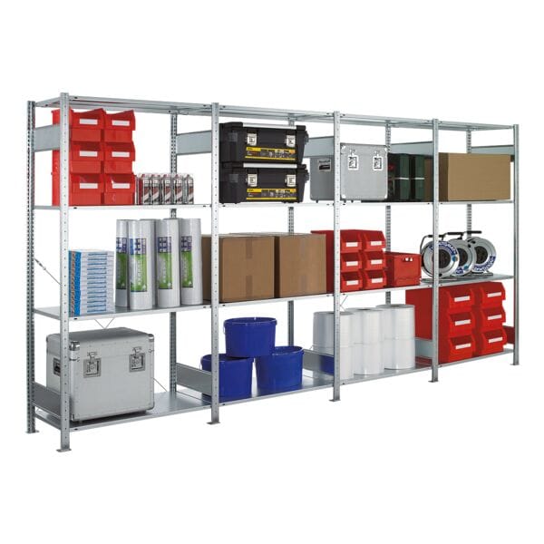 SCHULTE Lagertechnik Steckregal - Grundregal, 100 x 30 x 200 cm, verzinkt grau, 200x30 cm