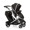 Hauck Geschwister Kinderwagen Duett 2 / Buggy für 2 Kinder / Sitz Oben Umbaubar in Baby Wanne für Neugeborene/ Regen Verdeck inkl. / Belastbar bis 36 kg / Faltbar / 1 Stück (1er Pack), Forest Schwarz