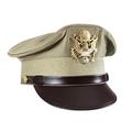 US Army Officers WW2 Peaked Crusher Crush Style Visor Cap Service Hat - Summer Khaki (Medium (56-57cm))