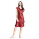LilySilk Women's 100 Mulberry Silk Nightgown Long Short Sleeve Nightdress 22 Momme Pure Silk Claret Size 18/XL