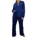 Women's Curvy Figure Plus Size Tracksuit Set Ladies Velour Co-ord Sweatshirt & Joggers Two Piece Casual Loungewear Dark Navy Blue (8XL)