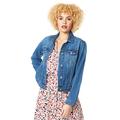 Roman Originals Women Jean Denim Jacket - Ladies 100% Cotton Summer Casual Stretch Cropped Crop Smart Utility Trucker Biker Fitted Going Out Vintage Light Wash Faded Classic - Blue - Size 10