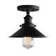 Phansthy Industrial Ceiling Light with Metal Lampshade Hardwired Flush Mount Ceiling Lighting 8 Inch Vintage Pendant Lamps for Kitchen Hallway (Black)